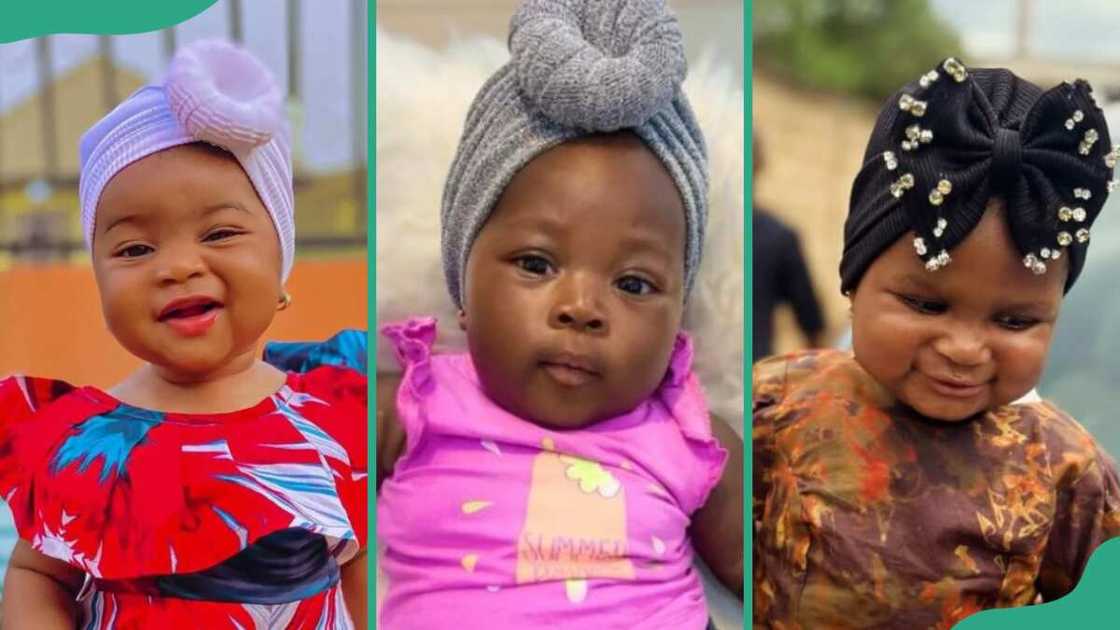 Toddlers wearing knotted turban Toddlers wearing knotted turban