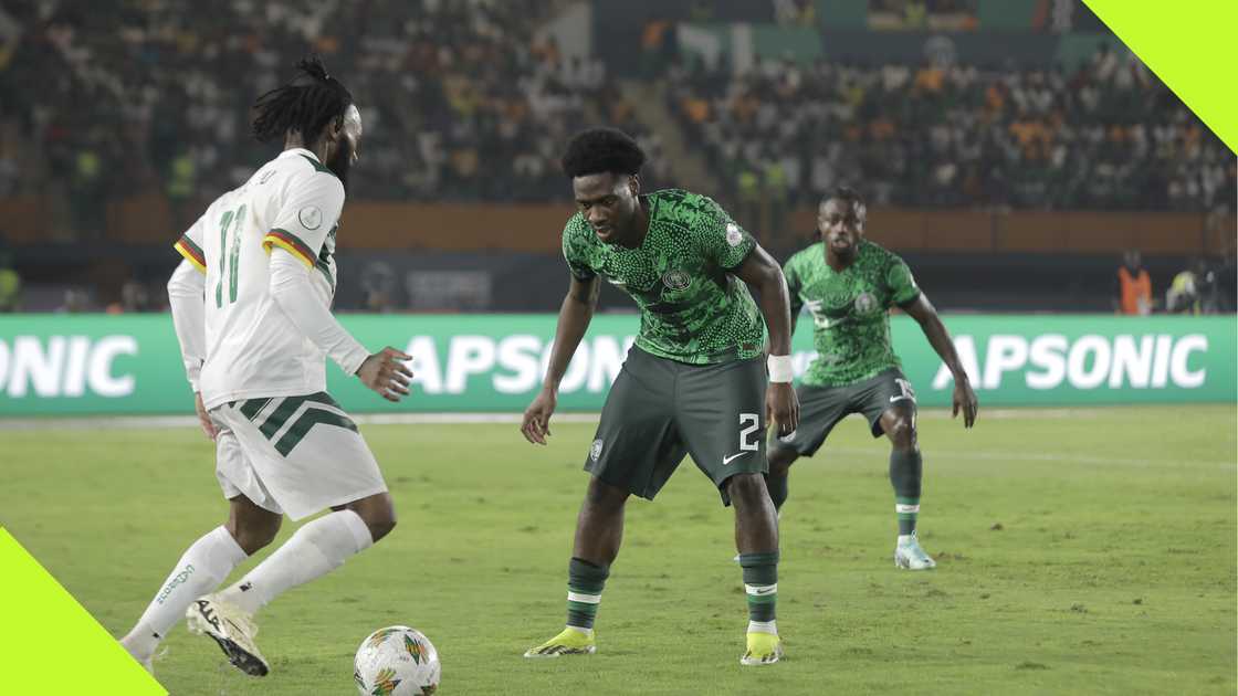 Ola Aina playing for Nigeria at AFCON 2023 in Ivory Coast. Ola Aina playing for Nigeria at AFCON 2023 in Ivory Coast.