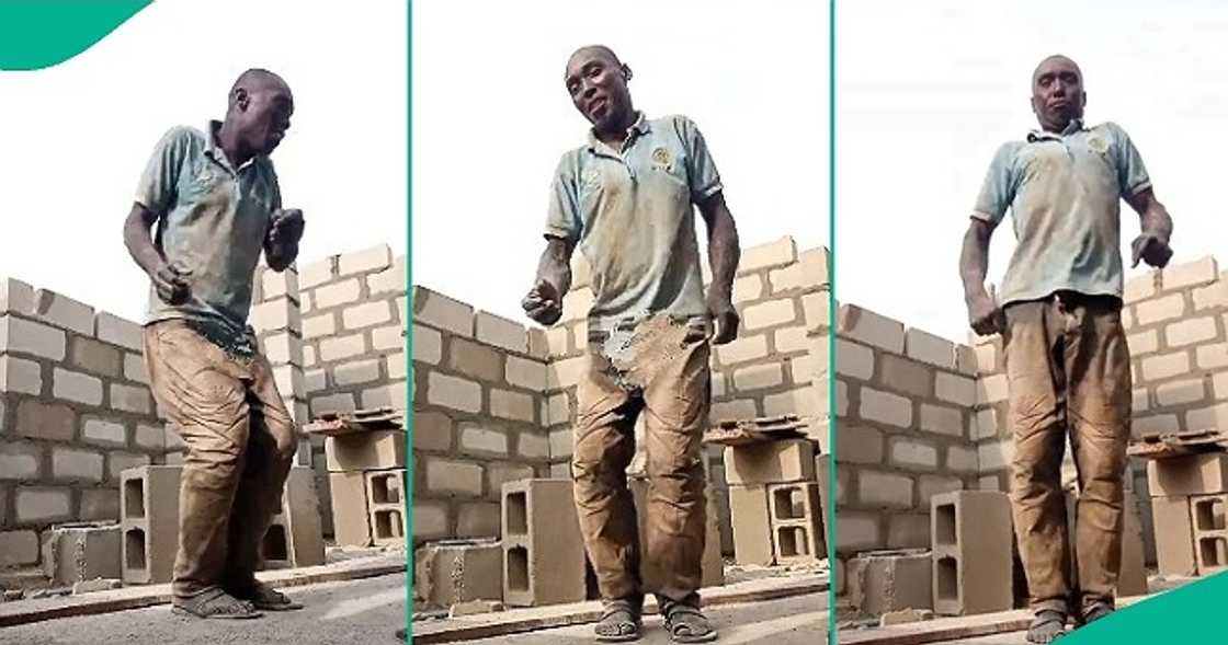 Bricklayer shows off dance moves at construction site Bricklayer shows off dance moves at construction site