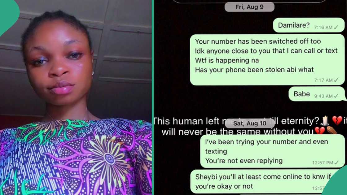 Reactions as lady shows texts she sent her late male bestie on WhatsApp Reactions as lady shows texts she sent her late male bestie on WhatsApp