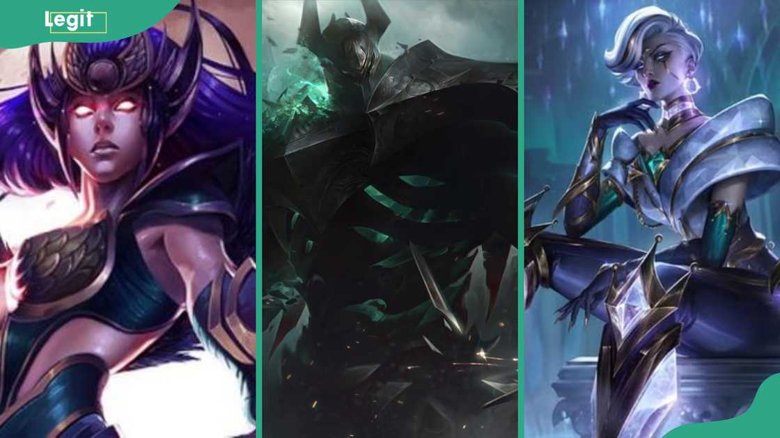 League of Legends champions: Diana (L), Mordekaiser (C), and Camille (R League of Legends champions: Diana (L), Mordekaiser (C), and Camille (R