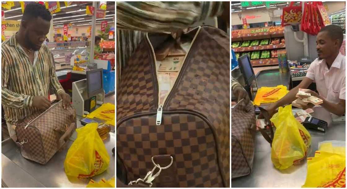 Photos of Nigerian man who went to shop with plenty N10 notes. Photos of Nigerian man who went to shop with plenty N10 notes.