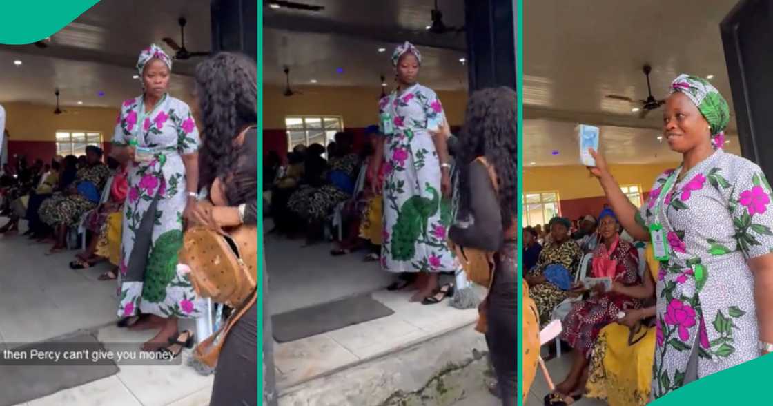 Video shows lady entering church and going cash giveaway