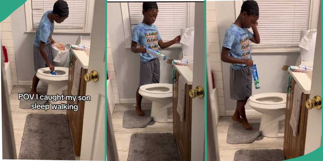 Sleepwalking son in toilet Sleepwalking son in toilet