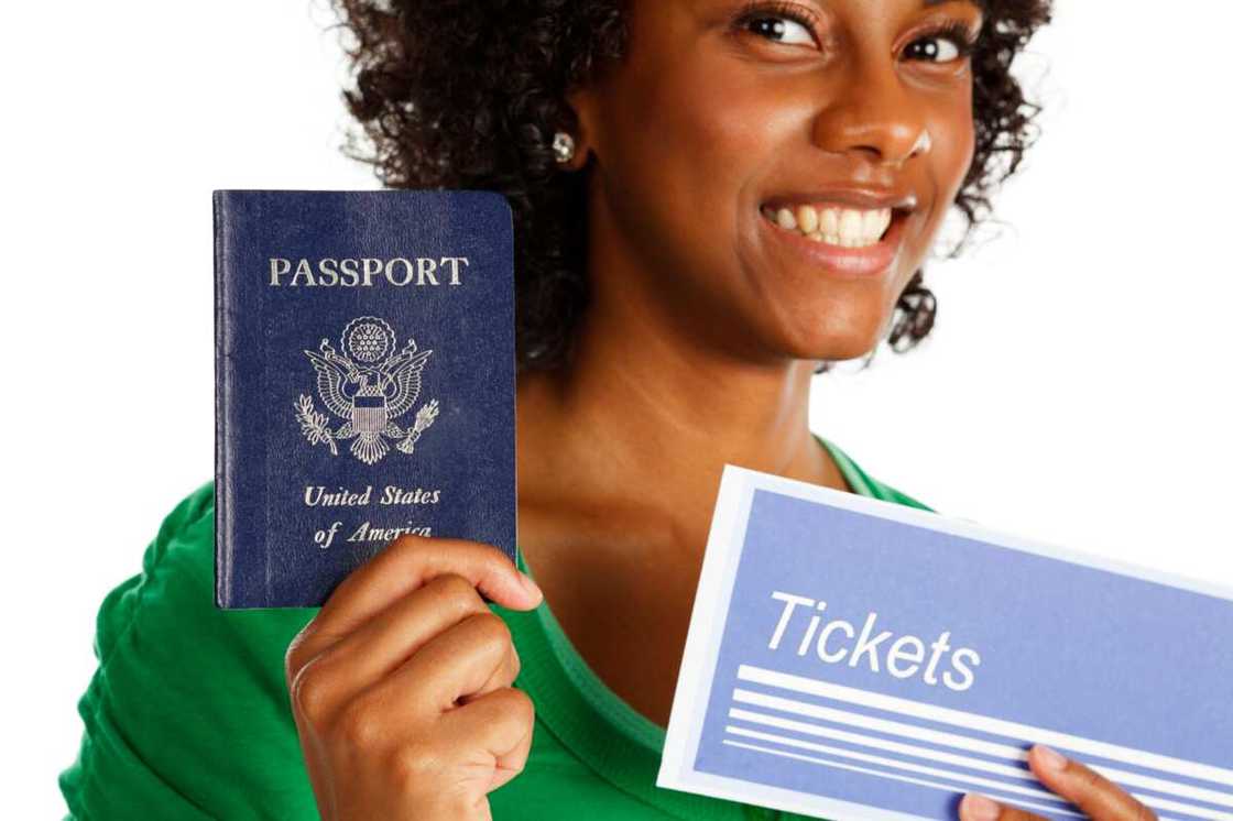 A woman with passport A woman with passport