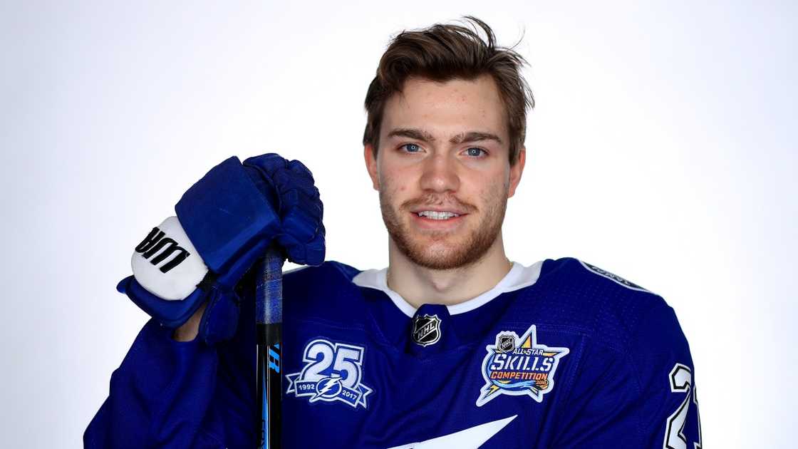 Brayden Point of the Tampa Bay Lightning poses for a portrait Brayden Point of the Tampa Bay Lightning poses for a portrait