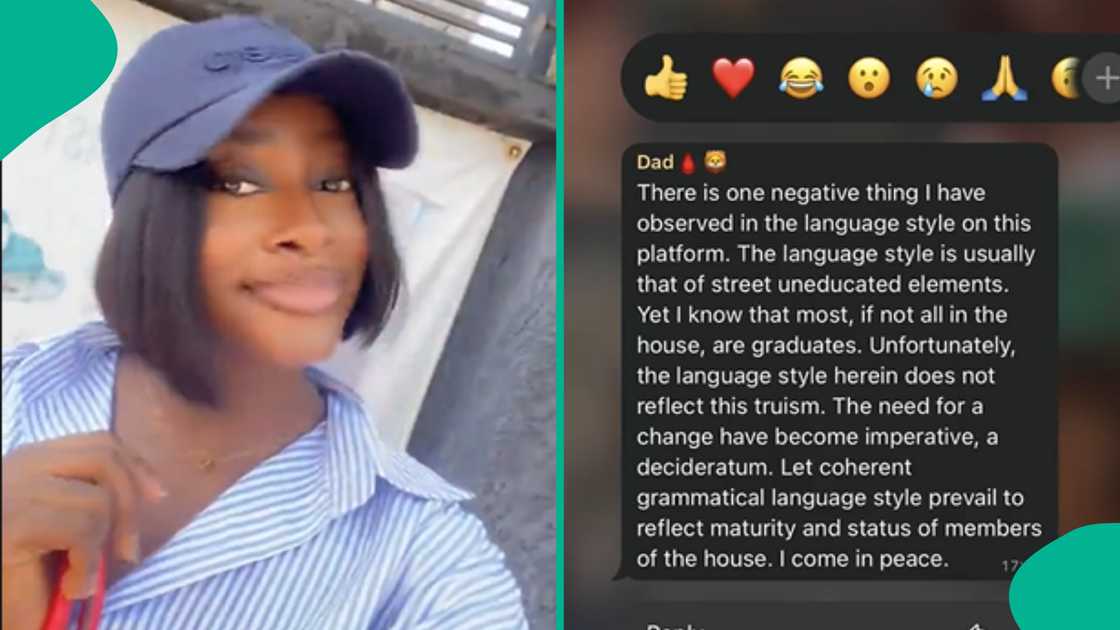 Lady shares message her father sent on family Whatsapp group.