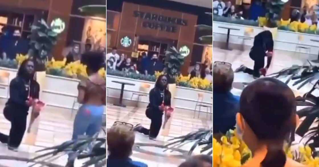 This is heartbreaking: Reactions as Man is Rejected Publicly as he Proposes to Lover, Comforted by Strangers This is heartbreaking: Reactions as Man is Rejected Publicly as he Proposes to Lover, Comforted by Strangers