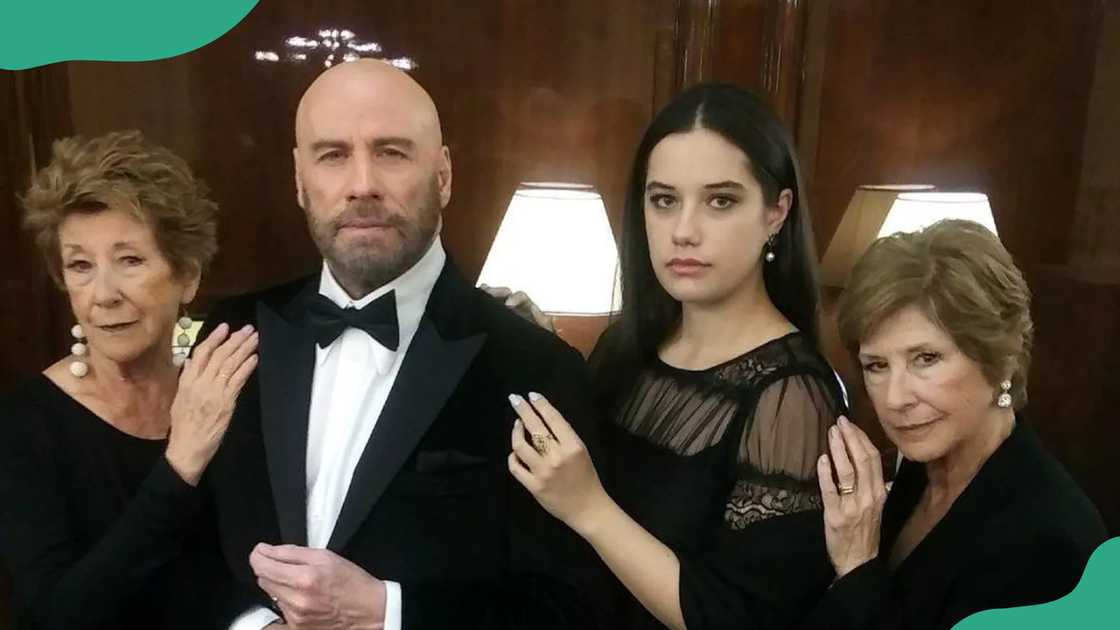 Ellen Travolta, John Travolta, Ella Bleu Travolta, and Margaret Travolta. Ellen Travolta, John Travolta, Ella Bleu Travolta, and Margaret Travolta.