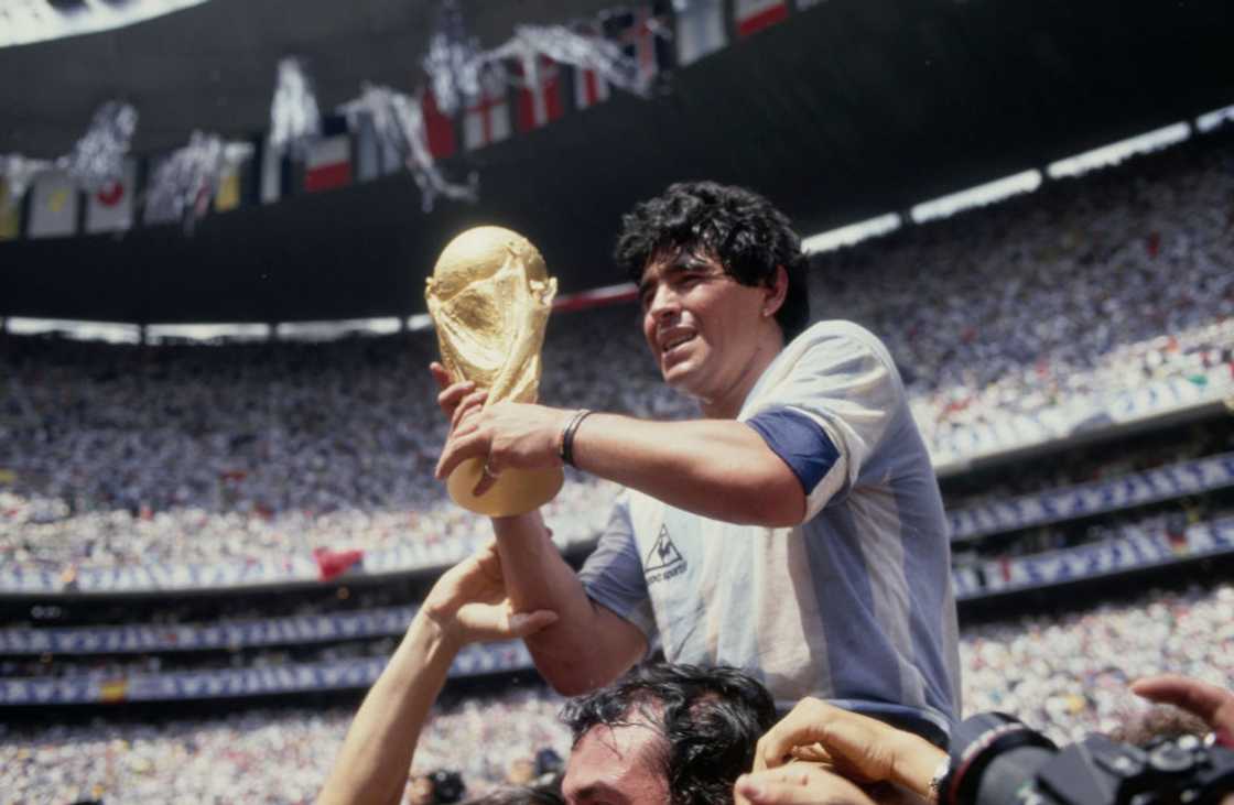 Diego Armando Maradona celebrates a world cup final victory Diego Armando Maradona celebrates a world cup final victory