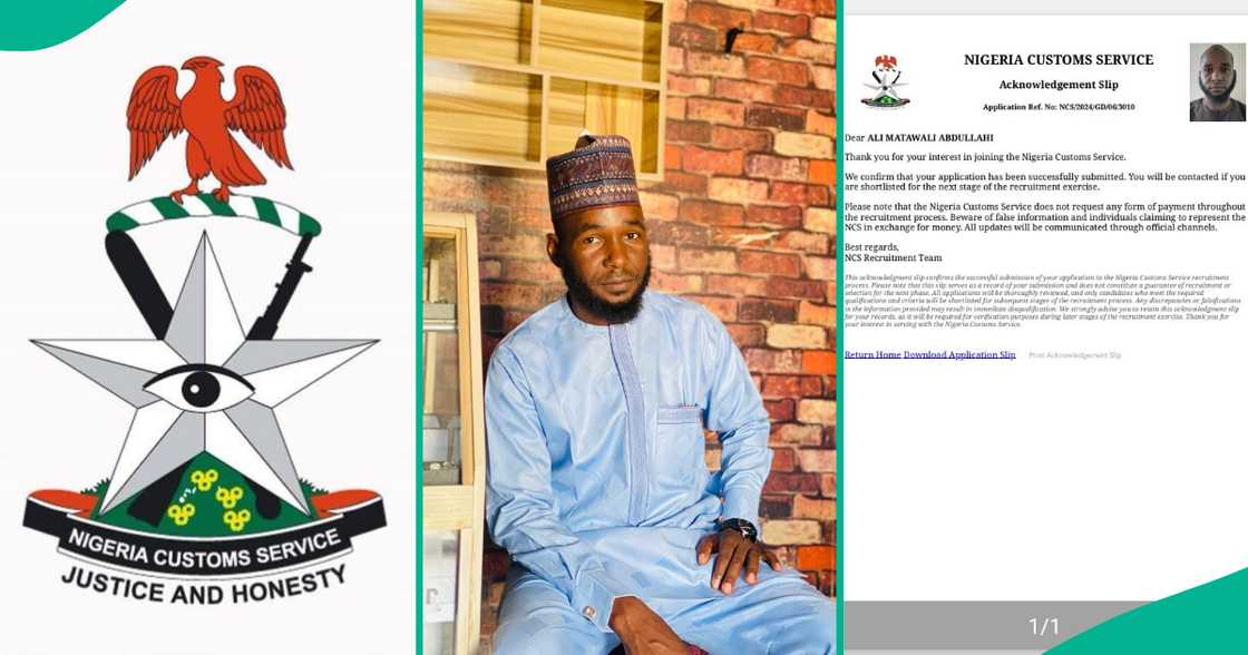 Man who applied for Customs recruitment shares acknowledgement slip Man who applied for Customs recruitment shares acknowledgement slip