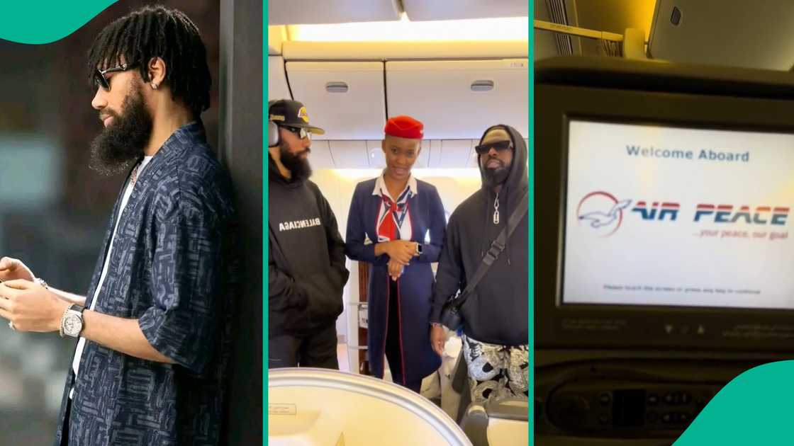 Air Peace flight attendant interviews Phyno and Timaya