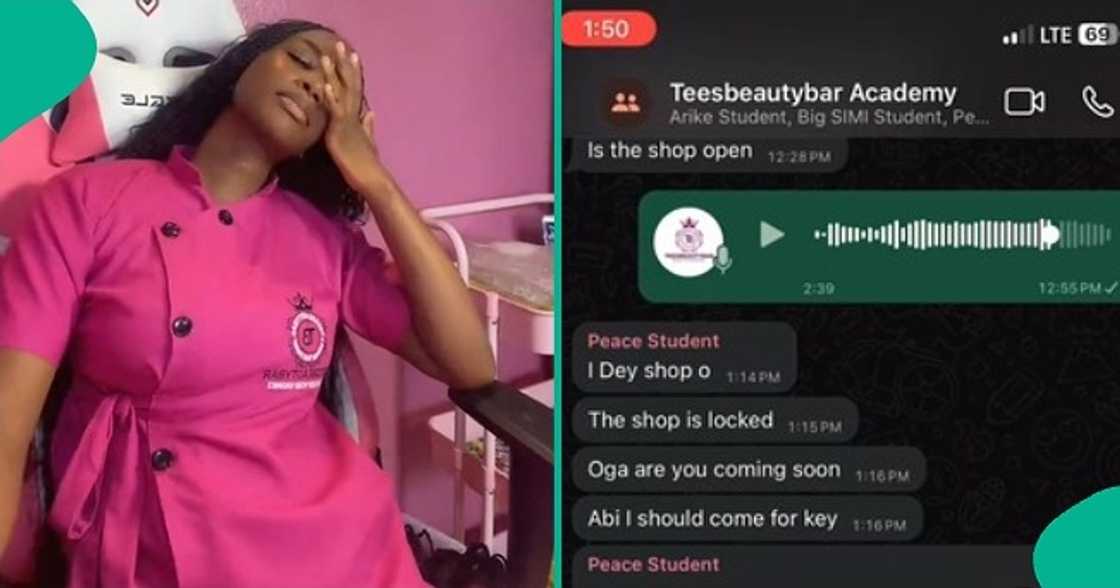 Nail technician shares the 'provocative' messages she received from her apprentice.