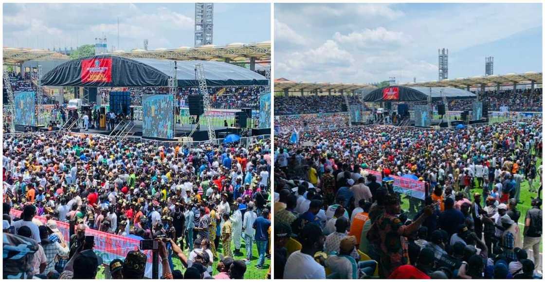 Photos, Video As Thousands of Tinubu Supporters Storm Onikan Stadium Photos, Video As Thousands of Tinubu Supporters Storm Onikan Stadium