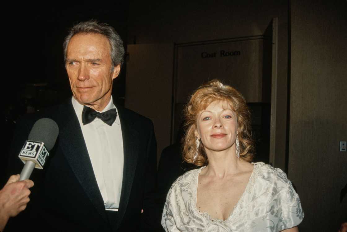Clint Eastwood and Frances Fisher arrive at an event in Beverly Hilton Hotel
