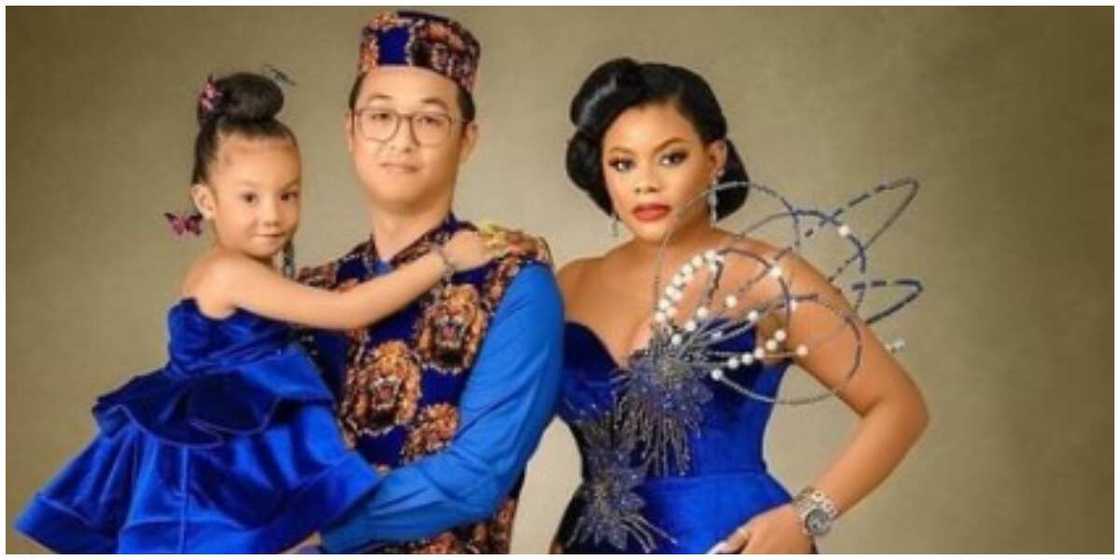 A photo of a biracial family. A photo of a biracial family.