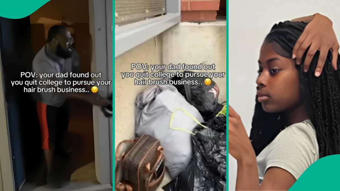 Video as dad throws daughter out of house for dropping out of school to focus on her hair business Video as dad throws daughter out of house for dropping out of school to focus on her hair business