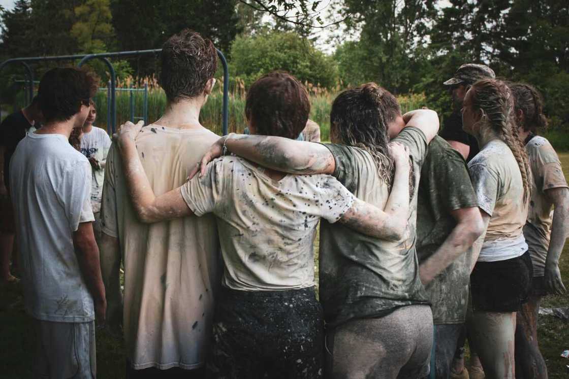 Youth celebrating outdoors