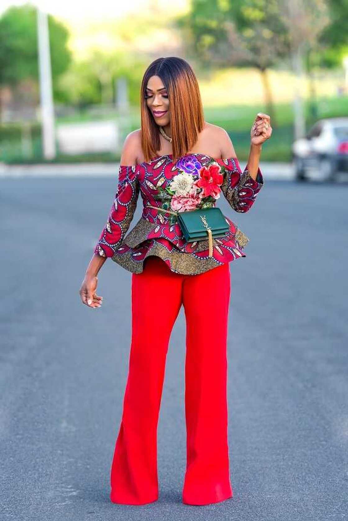 Ankara off shoulder top with frills Ankara off shoulder top with frills