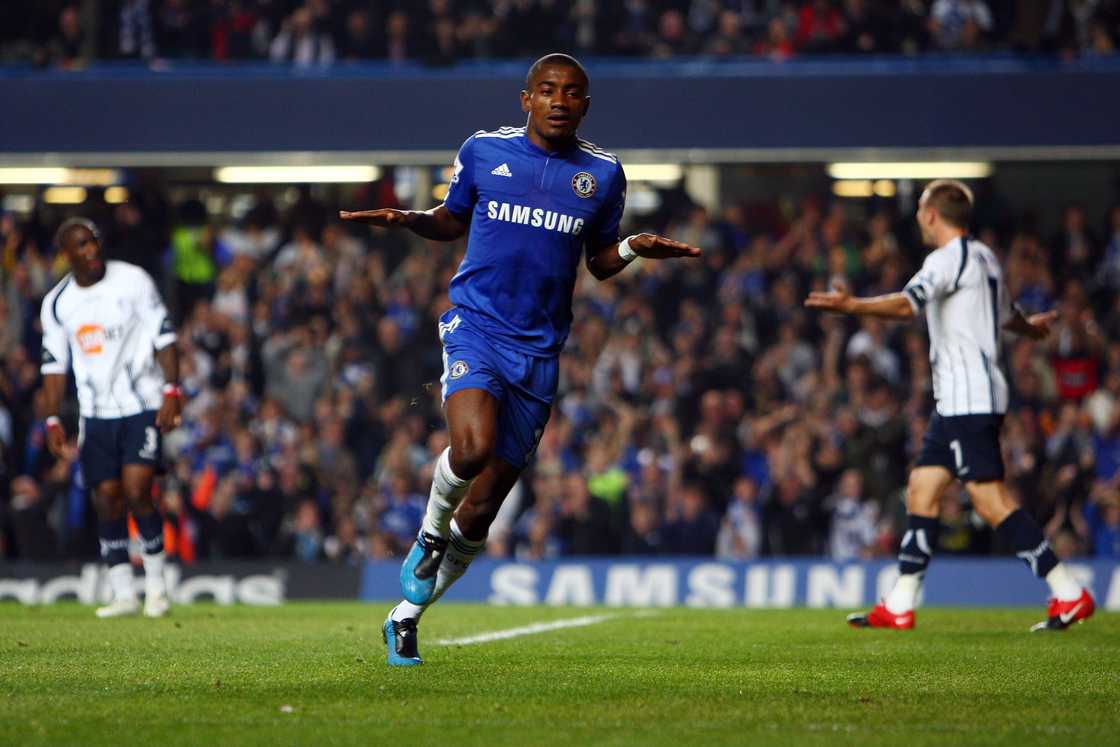 Salomon Kalou of Chelsea celebrates scoring the first goal during the Carling Cup 4th Round match between Chelsea and Bolton Wanderers at Stamford Bridge Salomon Kalou of Chelsea celebrates scoring the first goal during the Carling Cup 4th Round match between Chelsea and Bolton Wanderers at Stamford Bridge