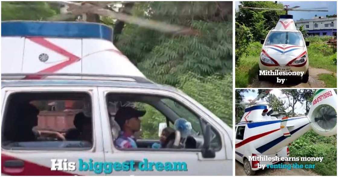 Mithilesh Prasad, Indian man redesigns his car, man turns car to a helicopter, video of a car turned to a helicopter Mithilesh Prasad, Indian man redesigns his car, man turns car to a helicopter, video of a car turned to a helicopter