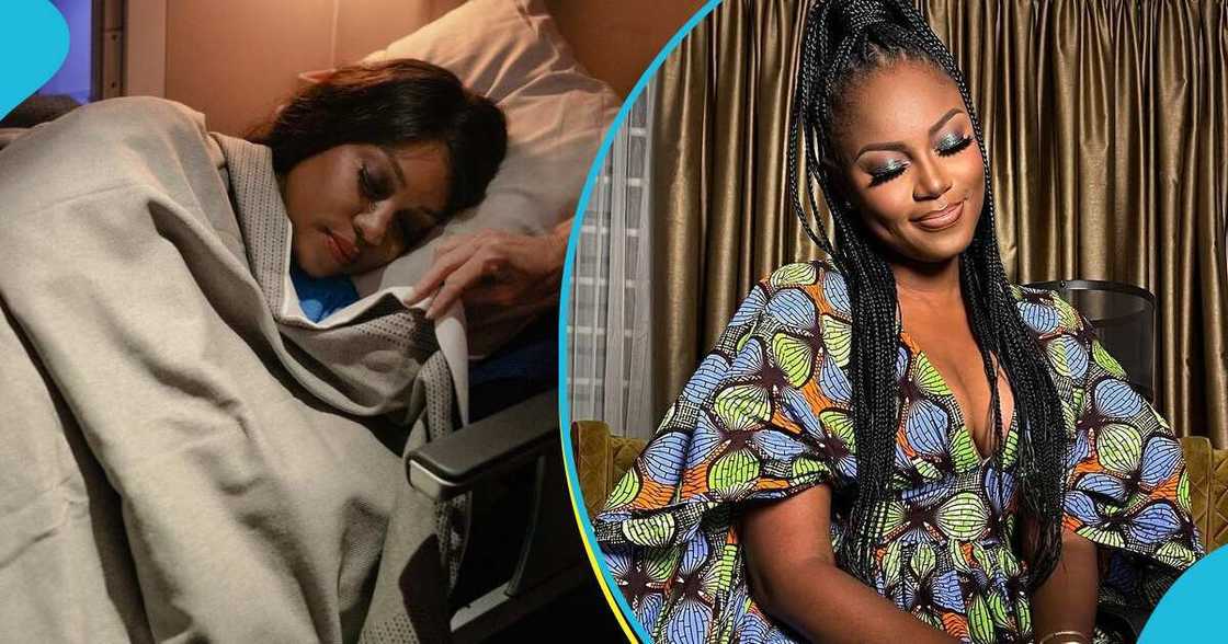 Yvonne Nelson sleeps on plane Yvonne Nelson sleeps on plane