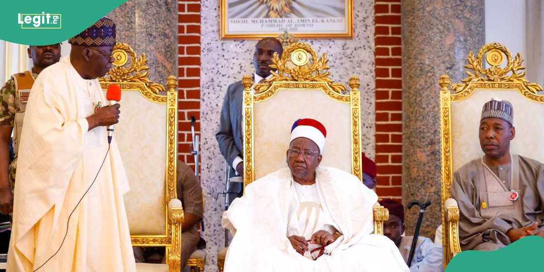 Tinubu visits Shehu of Borno Tinubu visits Shehu of Borno