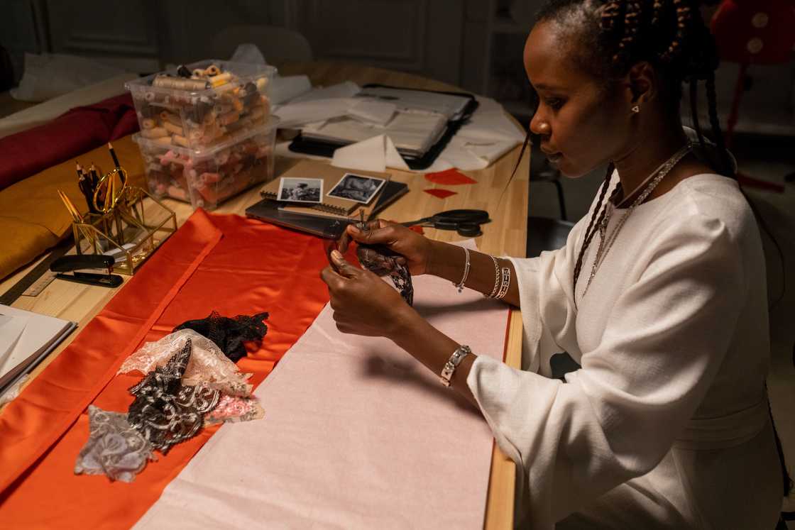 A fashion designer working on a project A fashion designer working on a project