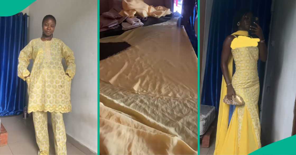 Nigerian lady transforms her late father's outfit.