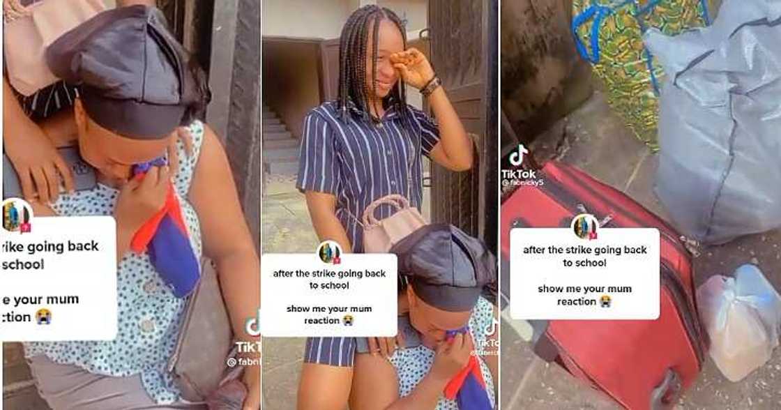 Mum in tears, daughter returns to school, ASUU strike Mum in tears, daughter returns to school, ASUU strike