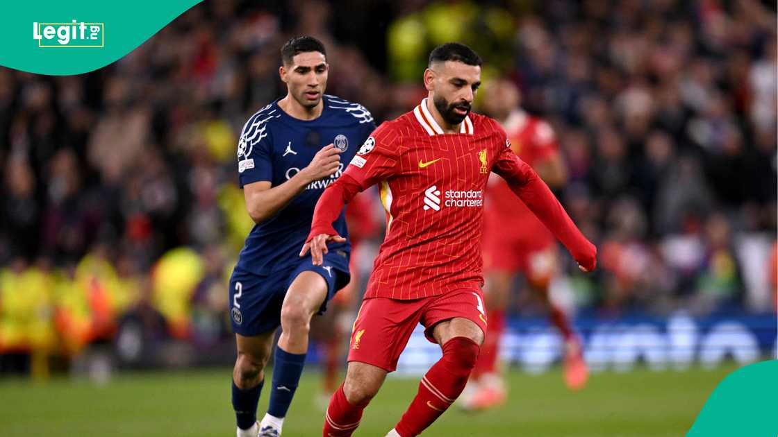 Achraf Hakimi, Mohamed Salah, Liverpool, PSG, UEFA Champions League, CAF Beat. Achraf Hakimi, Mohamed Salah, Liverpool, PSG, UEFA Champions League, CAF Beat.