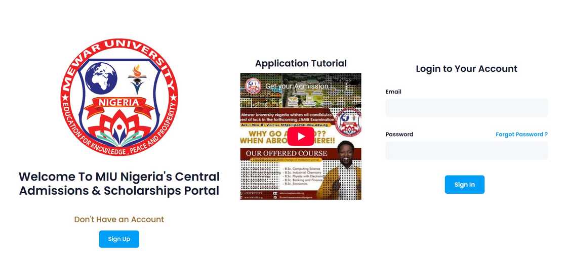 Mewar International University student login page sreenshot Mewar International University student login page sreenshot