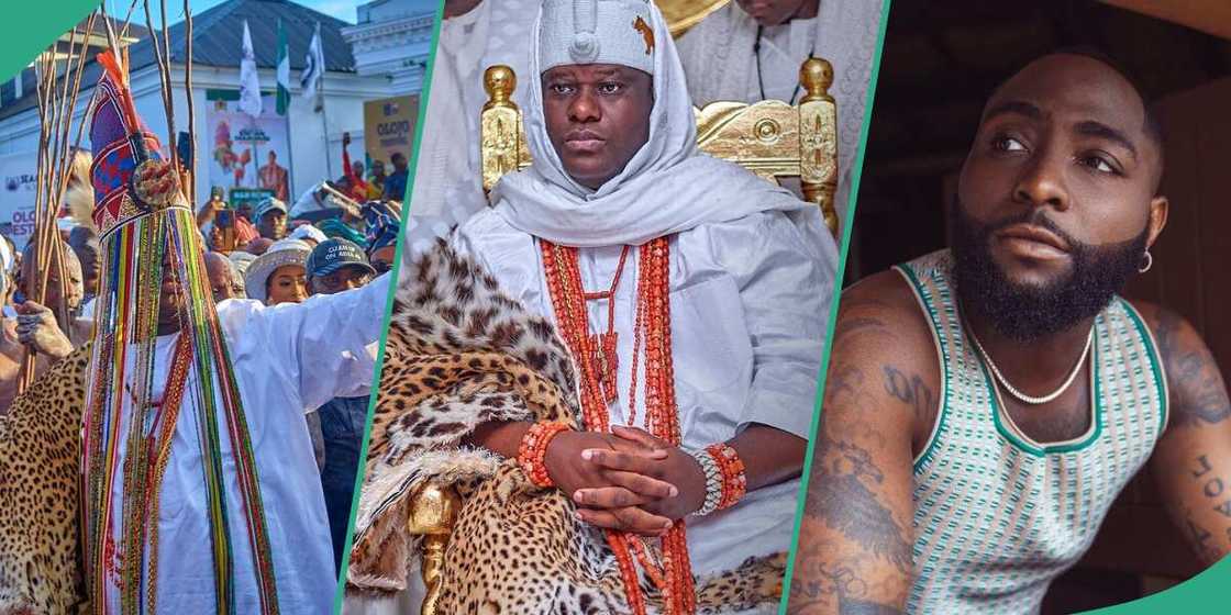 Ooni of Ife at the Olojo Festival, singer Davido