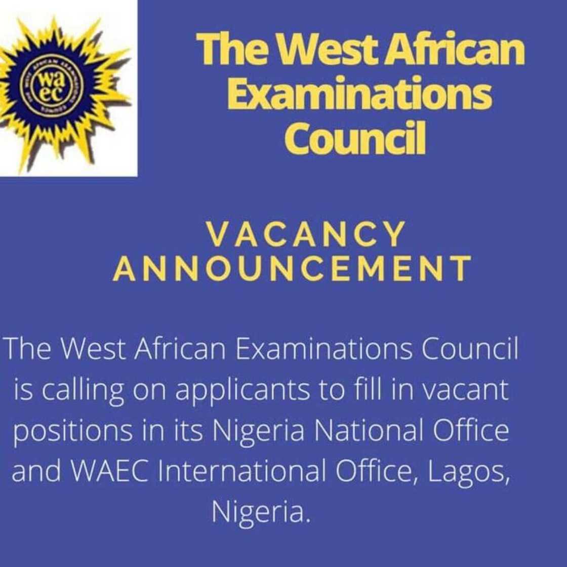 WAEC online recruitment