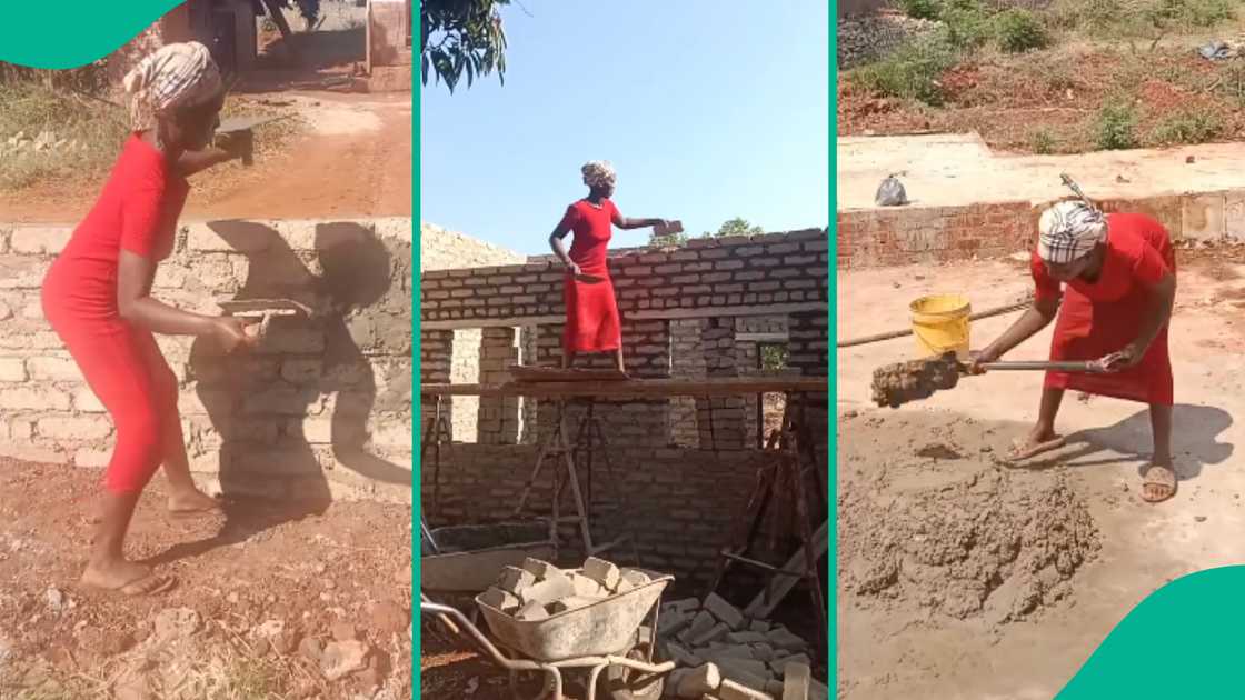 Woman who was as a bricklayer impresses social media users. Woman who was as a bricklayer impresses social media users.