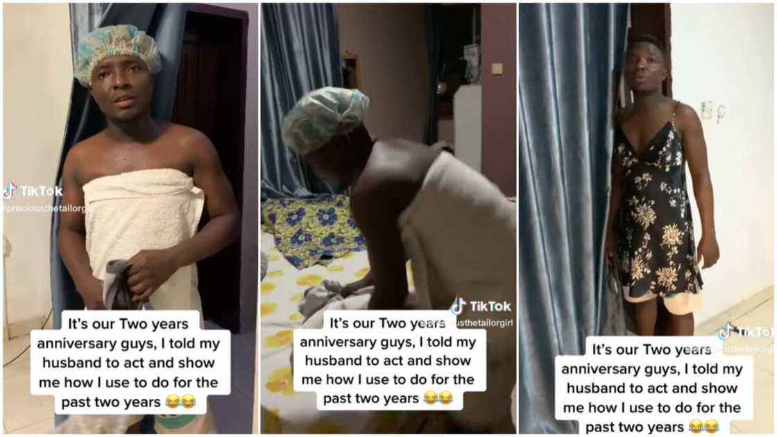 Man roleplayed wife's character/he complained about chores. Man roleplayed wife's character/he complained about chores.