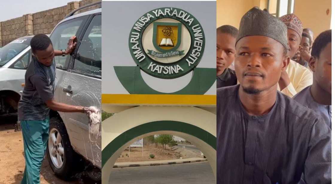 Dalibin jami'a ya bayyana dalilinsa na fara sana'ar wankin mota Dalibin jami'a ya bayyana dalilinsa na fara sana'ar wankin mota