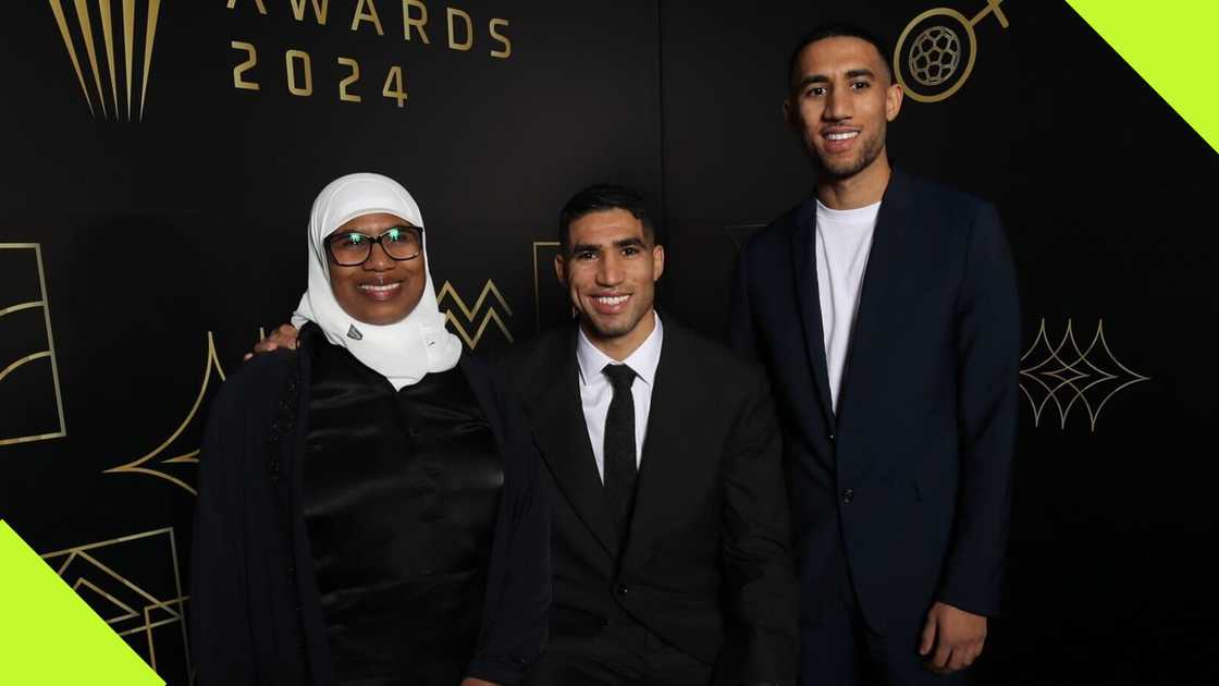 Achraf Hakimi and family members at the CAF Awards ceremony