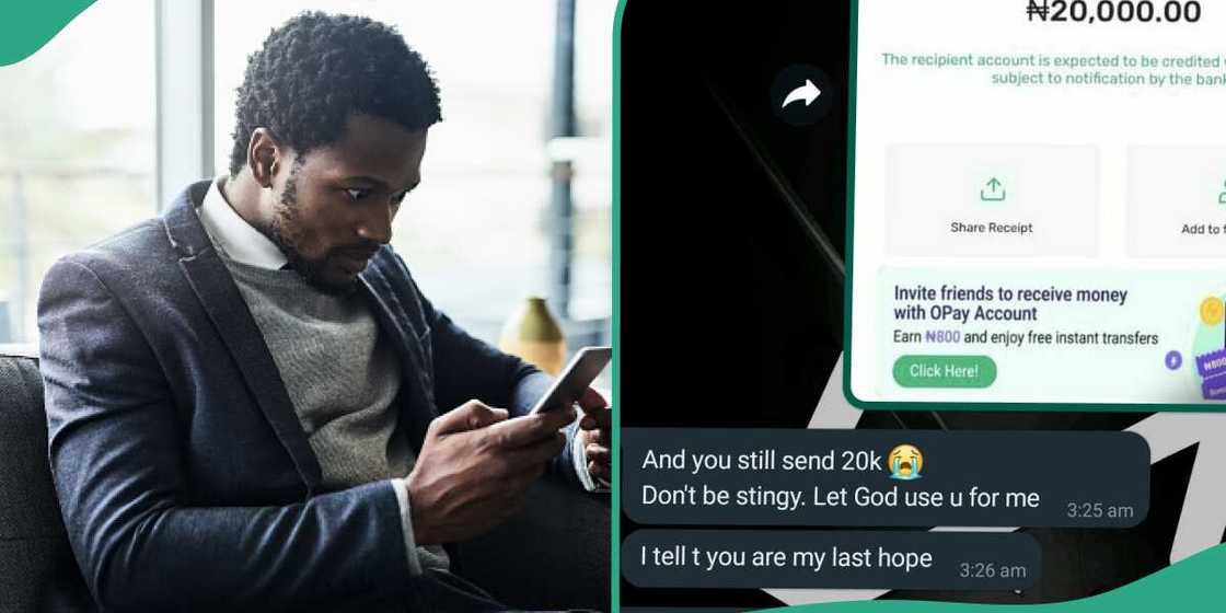 Man releases discouraging message he got from follower whom he sent N20k, angers people Man releases discouraging message he got from follower whom he sent N20k, angers people