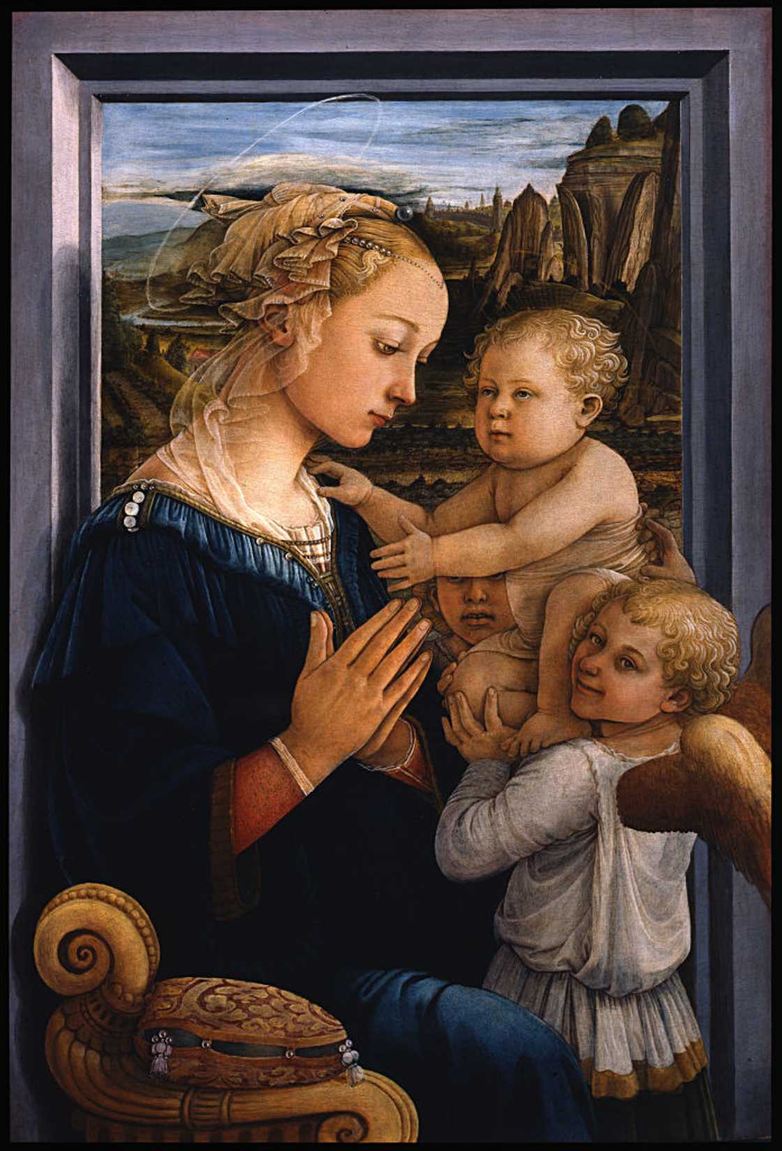 Madonna and Child with Two Angels painting