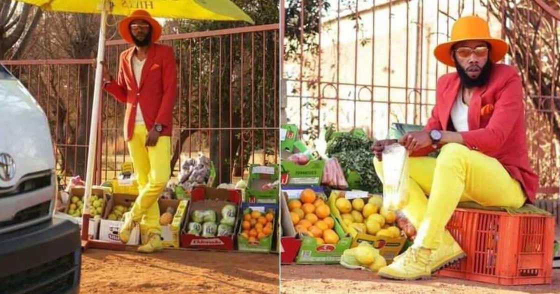 Reactions trail photos of vegetable seller dressed in stylish suit Reactions trail photos of vegetable seller dressed in stylish suit