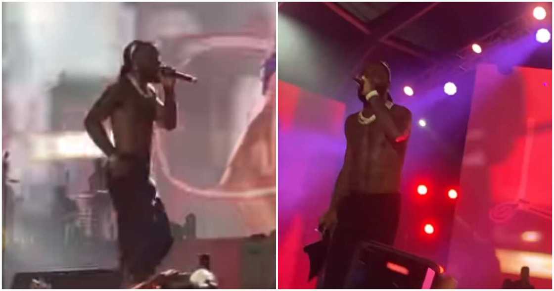 Burna Boy kicks fan at Lagos concert.