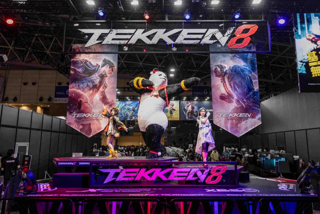 Bandai Namco Studio's video game Tekken 8 exhibition booth at the Tokyo Game Show 2023 in Makuhari Messe, Chiba.