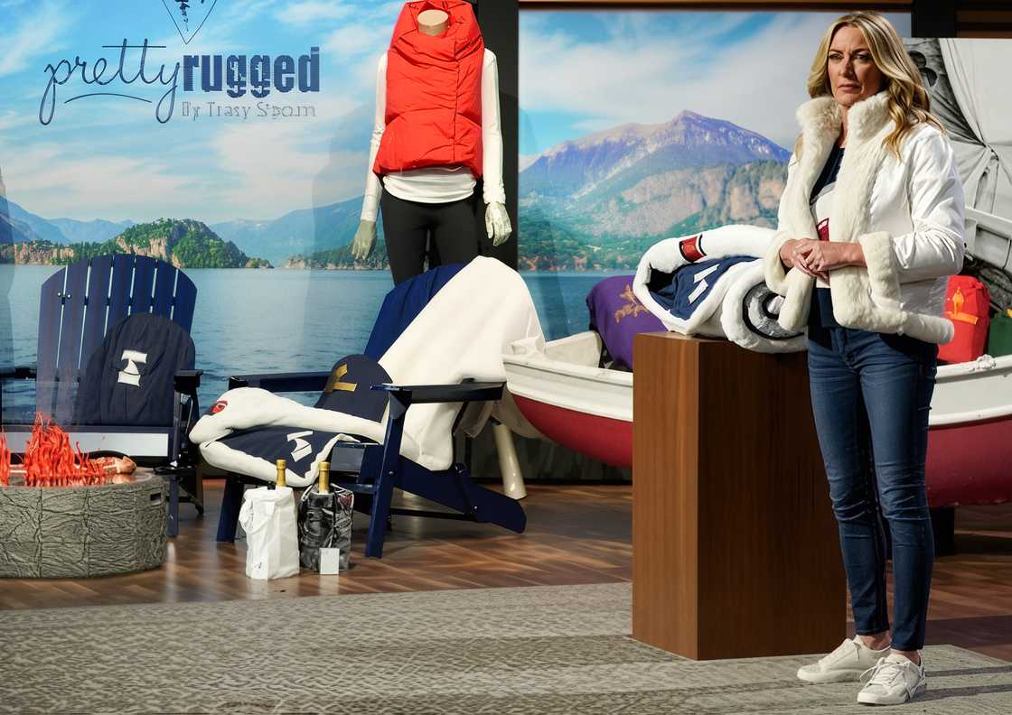 Tracy Slocum presents her products during her Shark Tank pitch.