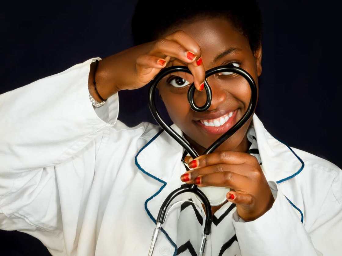 A medical student holding a stethoscope