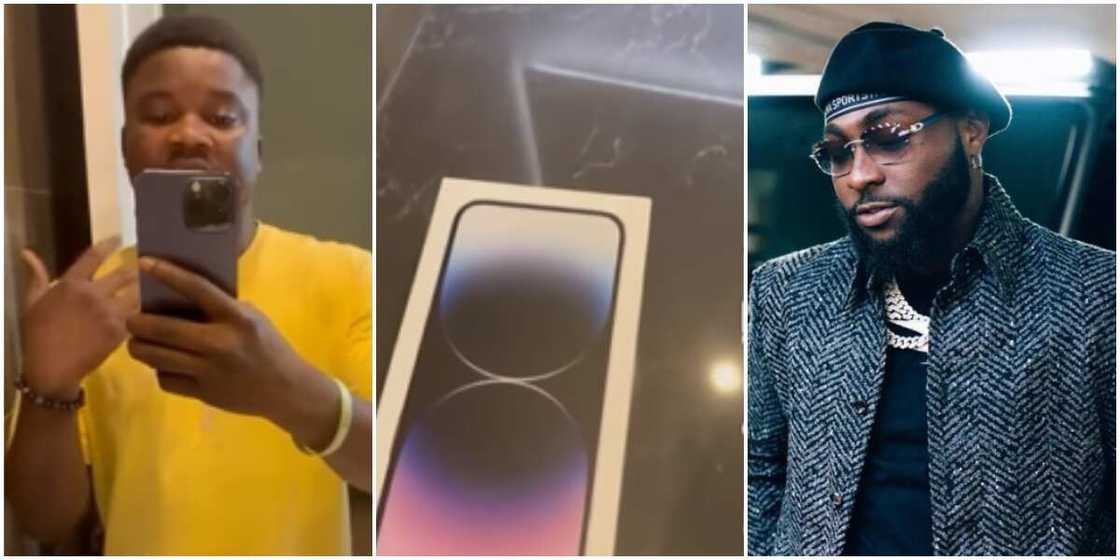 Davido's cleaner, Davido gifts house boy iPhone 14 Pro Max, Davido