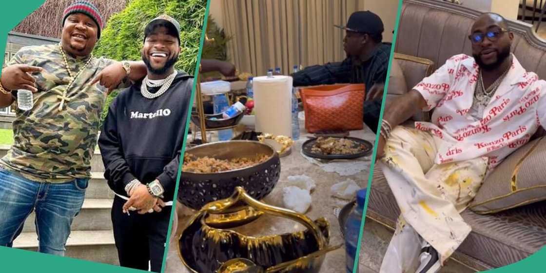 Davido at Cubana Chiefpriest's mansion in Lagos