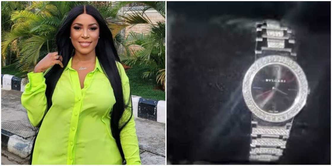 Photo of Linda Ikeji and her latest luxury designer timepiece. Photo of Linda Ikeji and her latest luxury designer timepiece.
