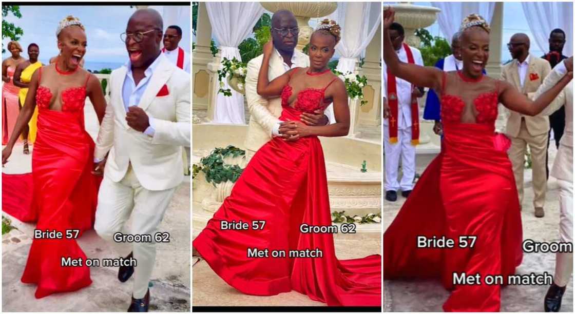 Bride in red wedding gown. Bride in red wedding gown.