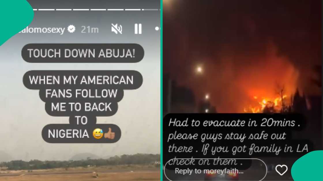 Omotola and Morey Faith experience wildfires in the US Omotola and Morey Faith experience wildfires in the US